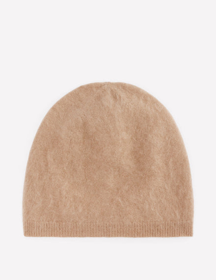 Brushed Cashmere Beanie-Camel
