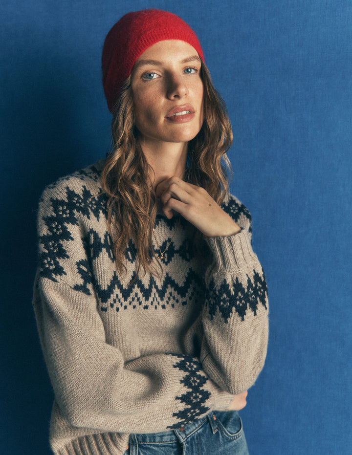 Brushed Cashmere Beanie-Poppy Red