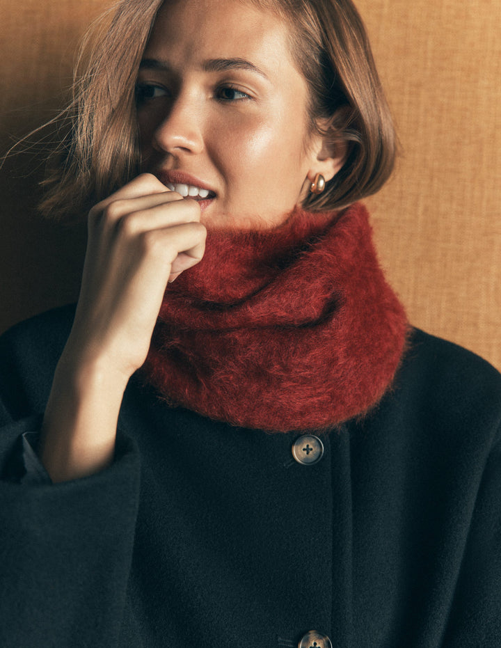 Brushed Cashmere Snood-Burnt Orange