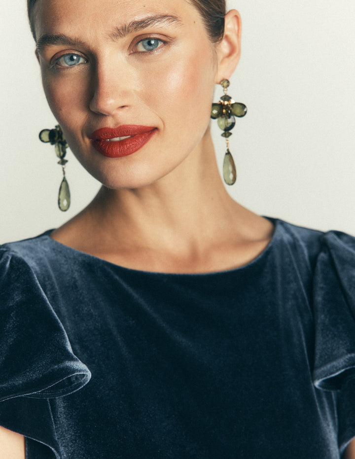 Coloured Glass Earrings-Green