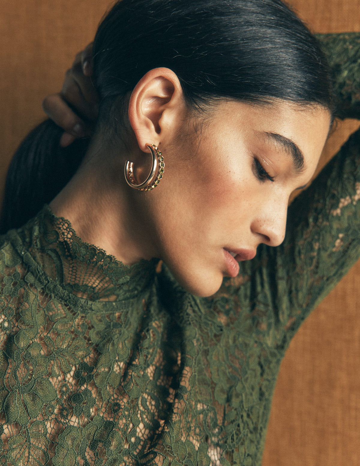 Large Jewel Hoops-Green-3