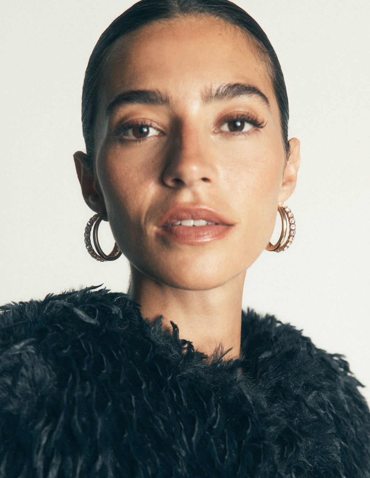 Large Jewel Hoops-Clear-2