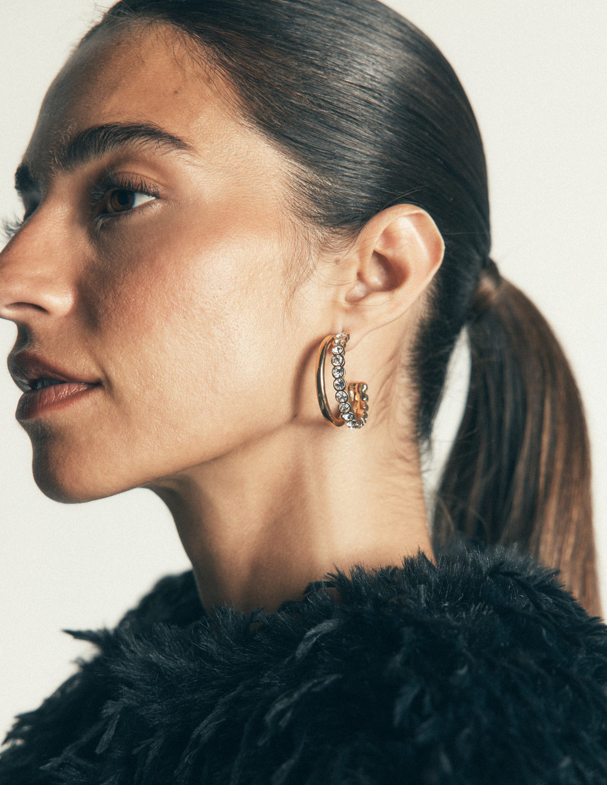 Large Jewel Hoops-Clear - Image 3
