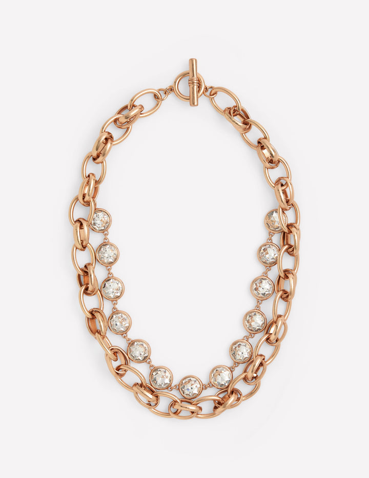 Metal Jewel Chunky Necklace-Gold