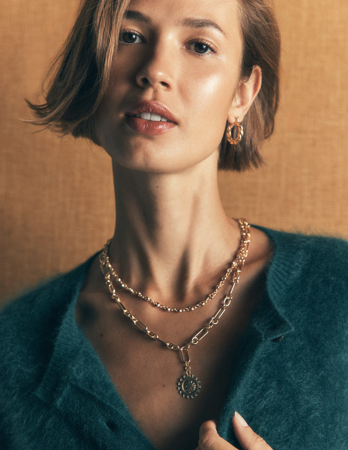 Metal Jewel Delicate Necklace-Gold-2