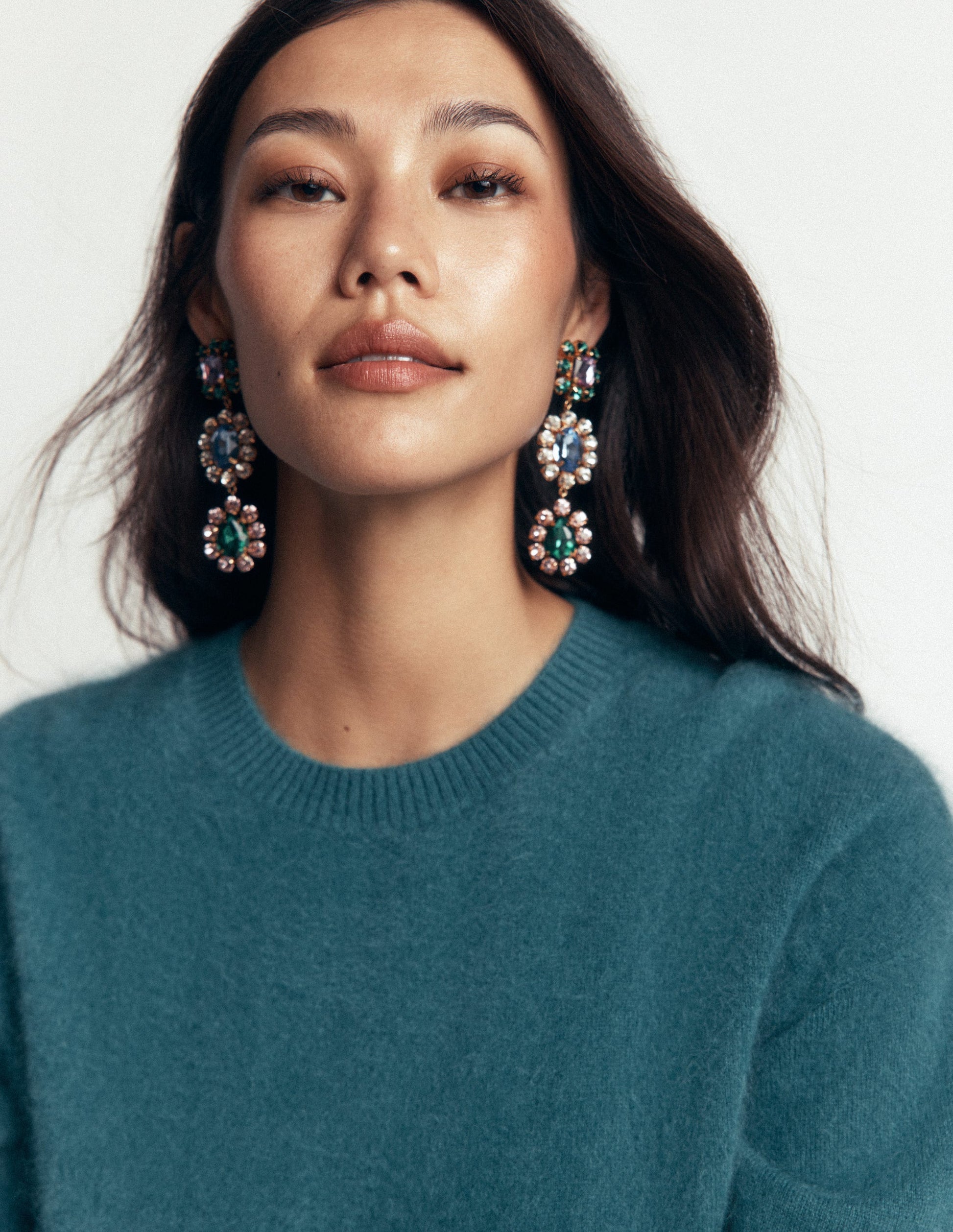 Jewel Drop Earrings-Multi Jewel-3