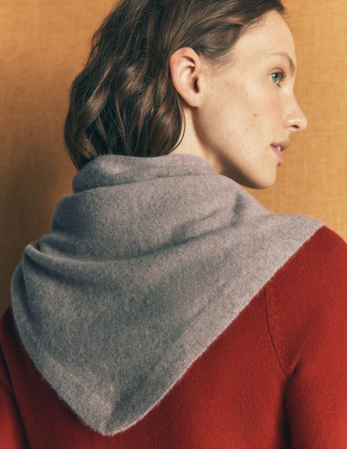 Large Cashmere Neckerchief-Mink Melange - Image 3