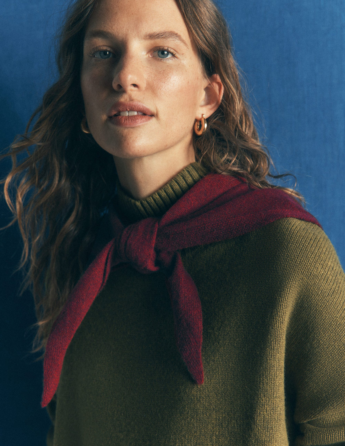 Large Cashmere Neckerchief-Spiced Apple - Image 3