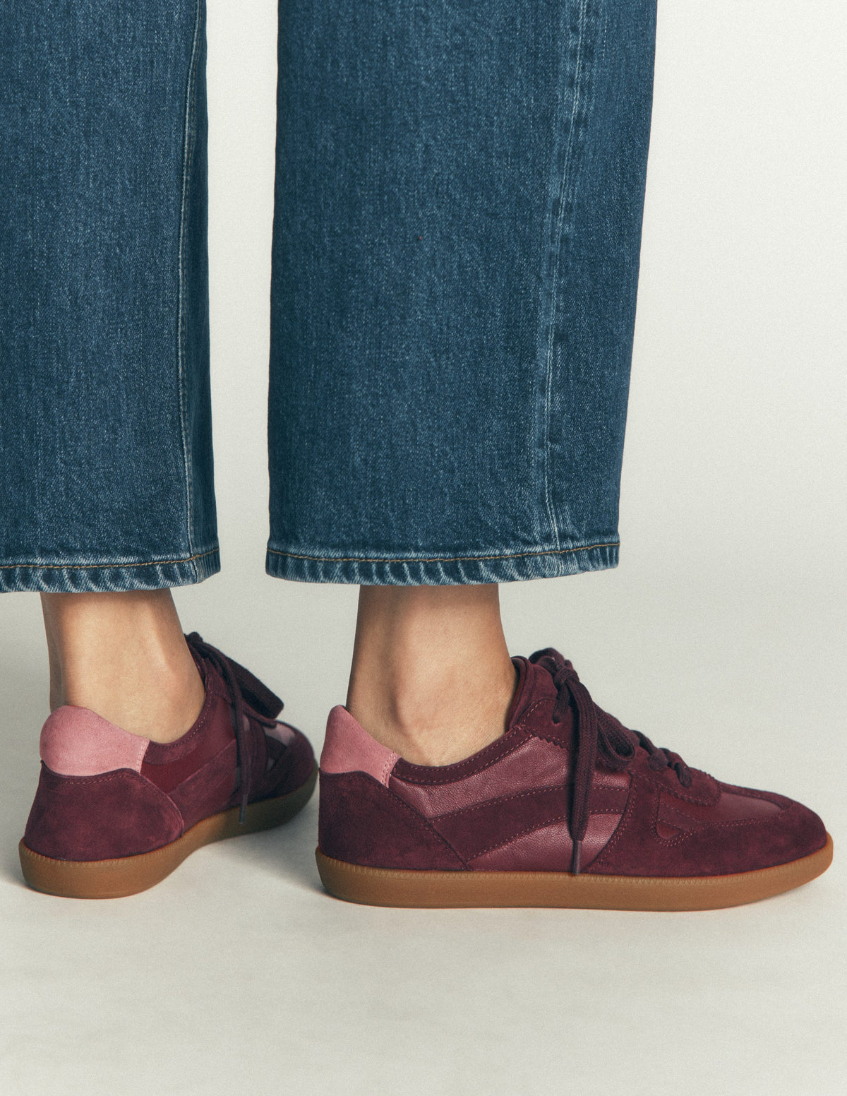 Leather Side Detail Trainer-Oxblood-2