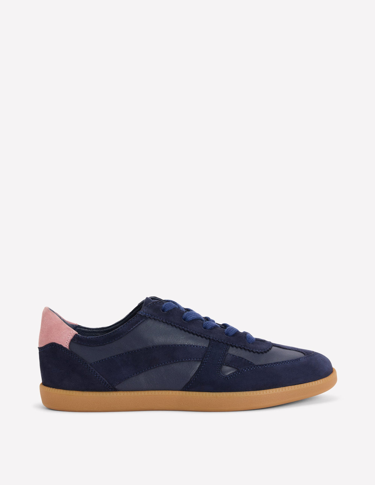 Leather Side Detail Trainer-Navy-1