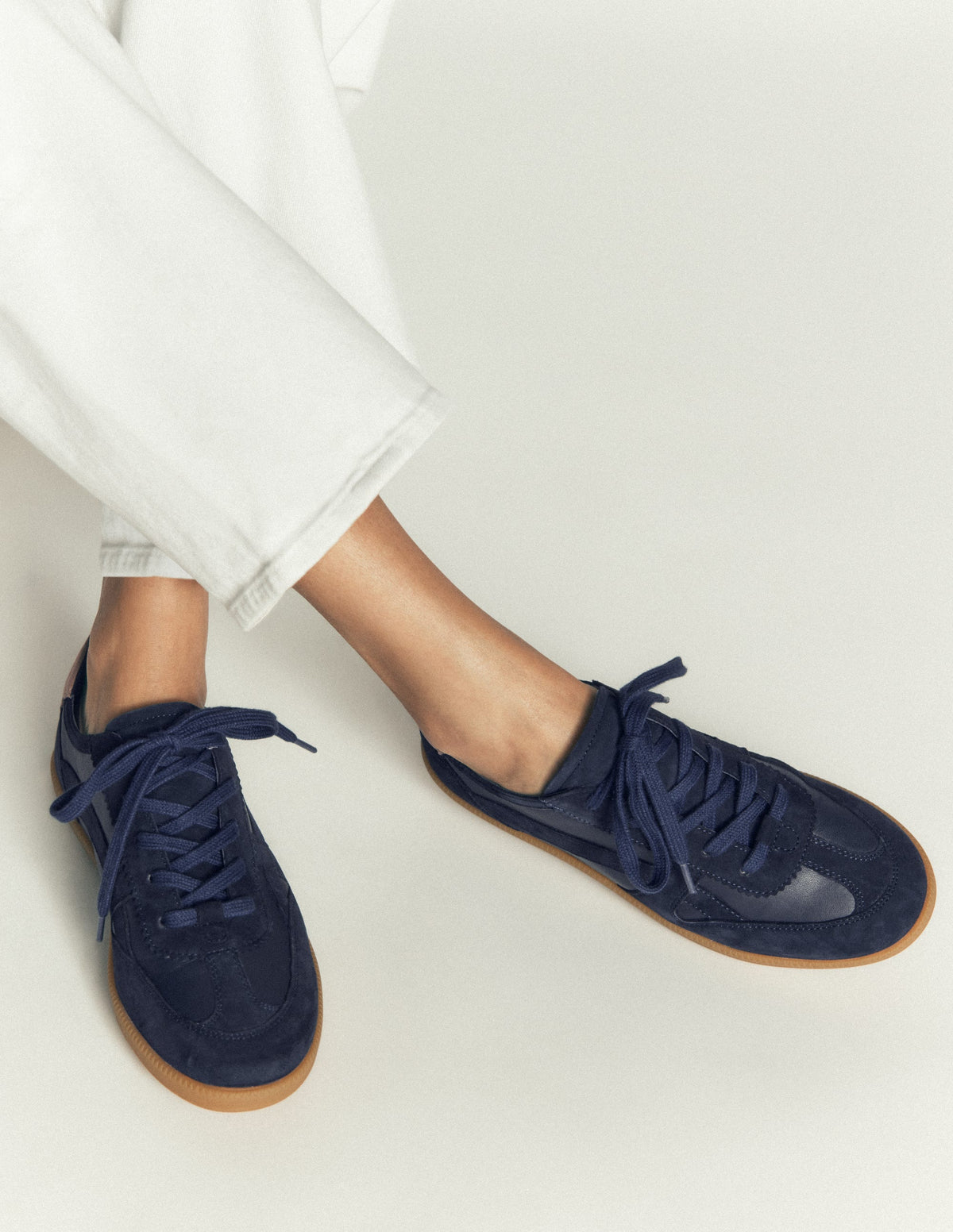 Leather Side Detail Trainer-Navy-2