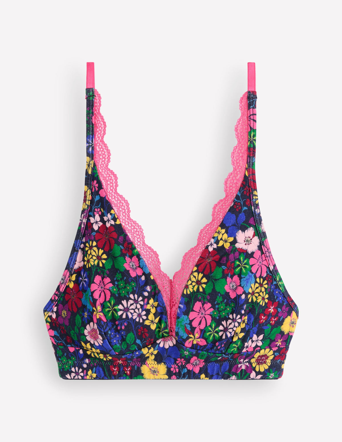 Stripe & Stare Lace Plunge Bra-Floral-1