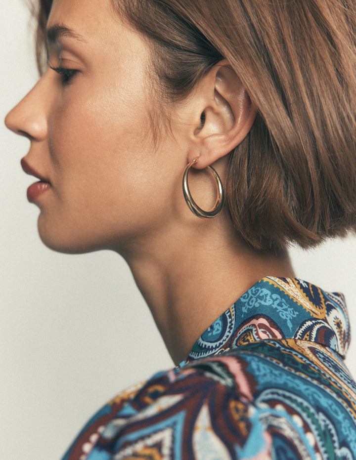Classic Medium Hoops-Gold