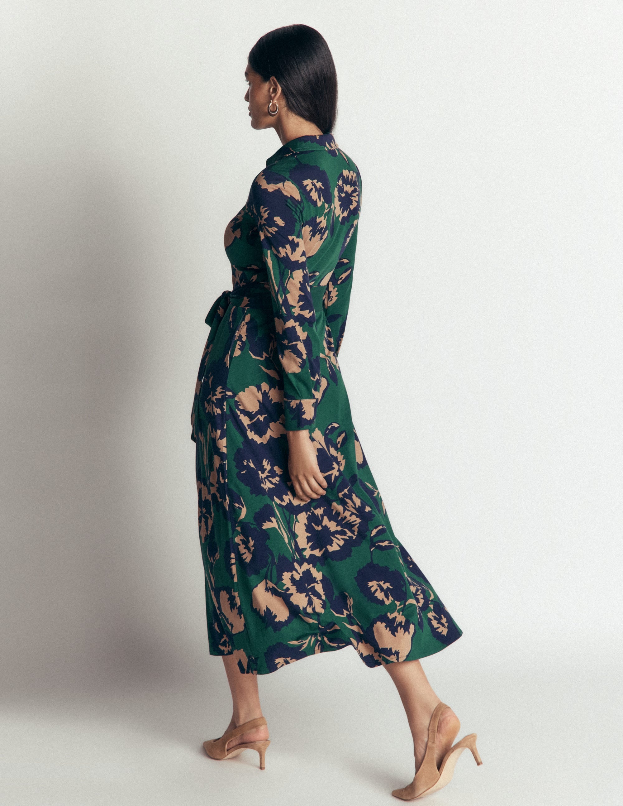 Marcia Jersey Shirt Dress-Sea Moss, Forest Breeze - Image 3