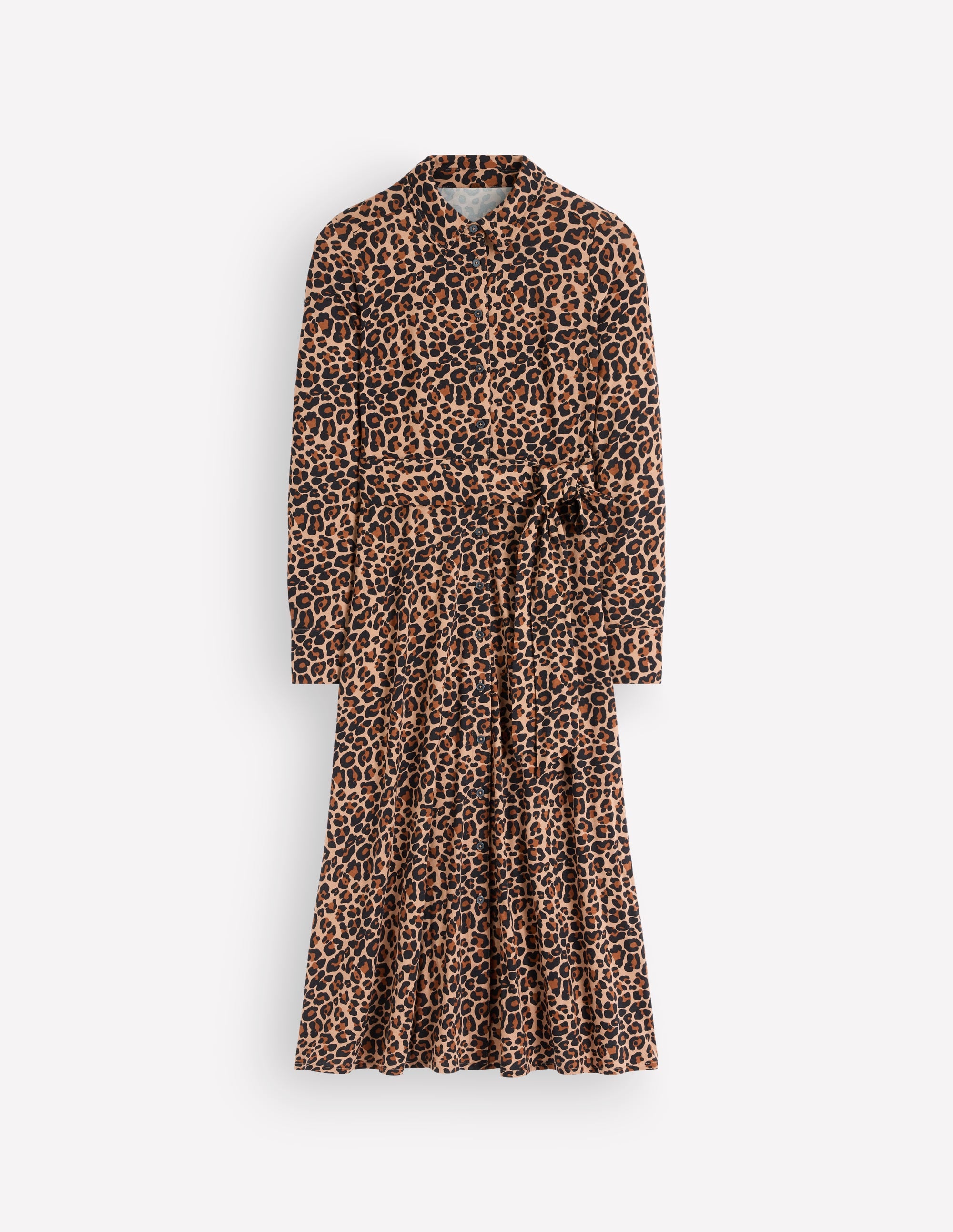 Marcia Jersey Shirt Dress-Camel, Leopard Fields - Image 5