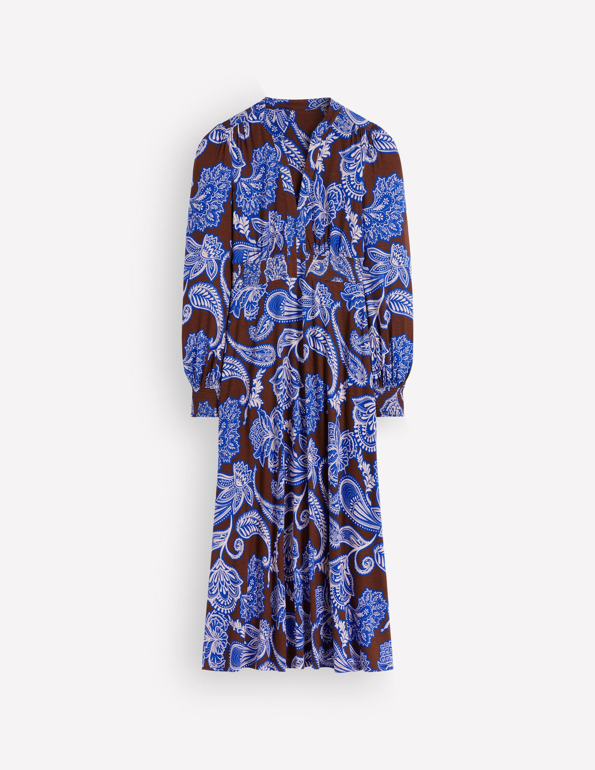 Georgia Jersey Midi Dress-Raw Umber, Paisley Bouquet - Image 6