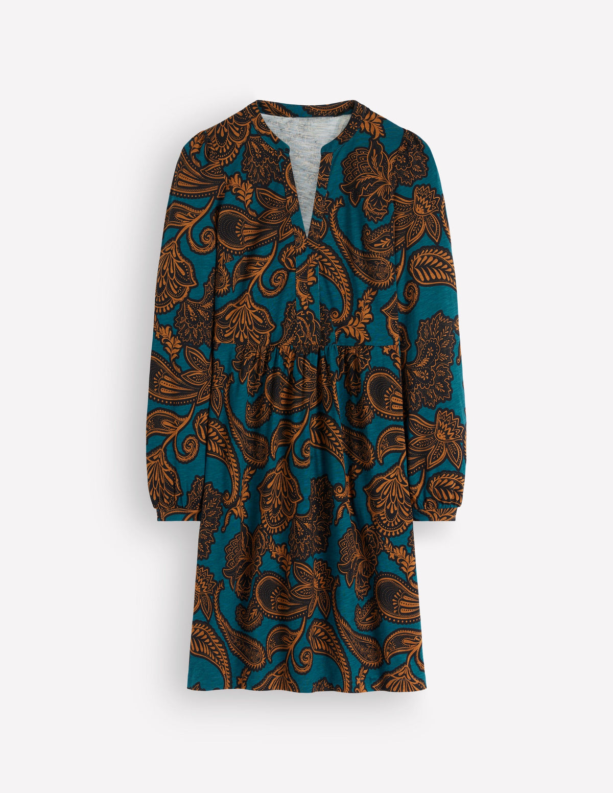 Naomi Relaxed Jersey Dress-Legion Blue, Paisley Bouquet - Image 6