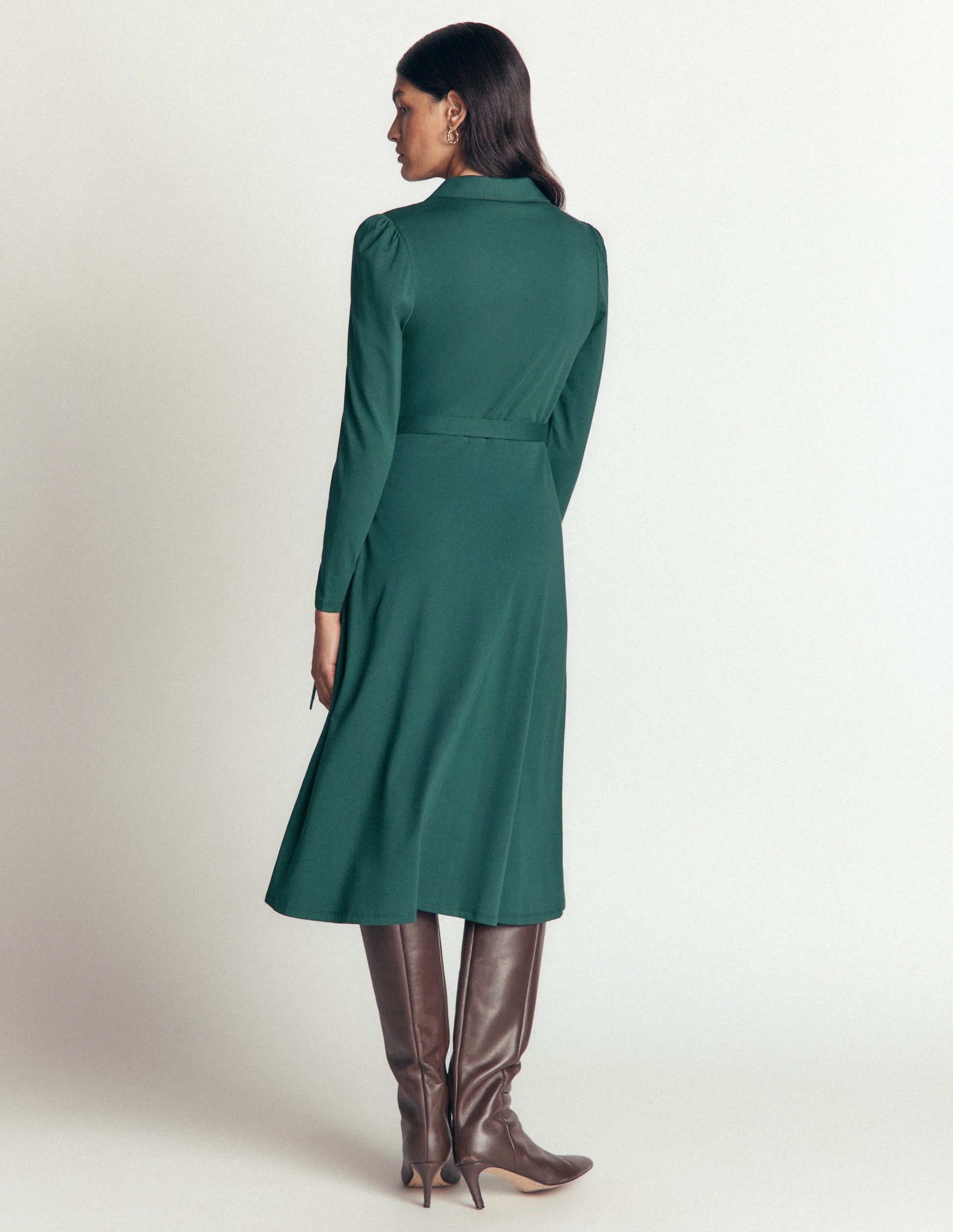 Imogen Collared Jersey Dress-Sea Moss-3