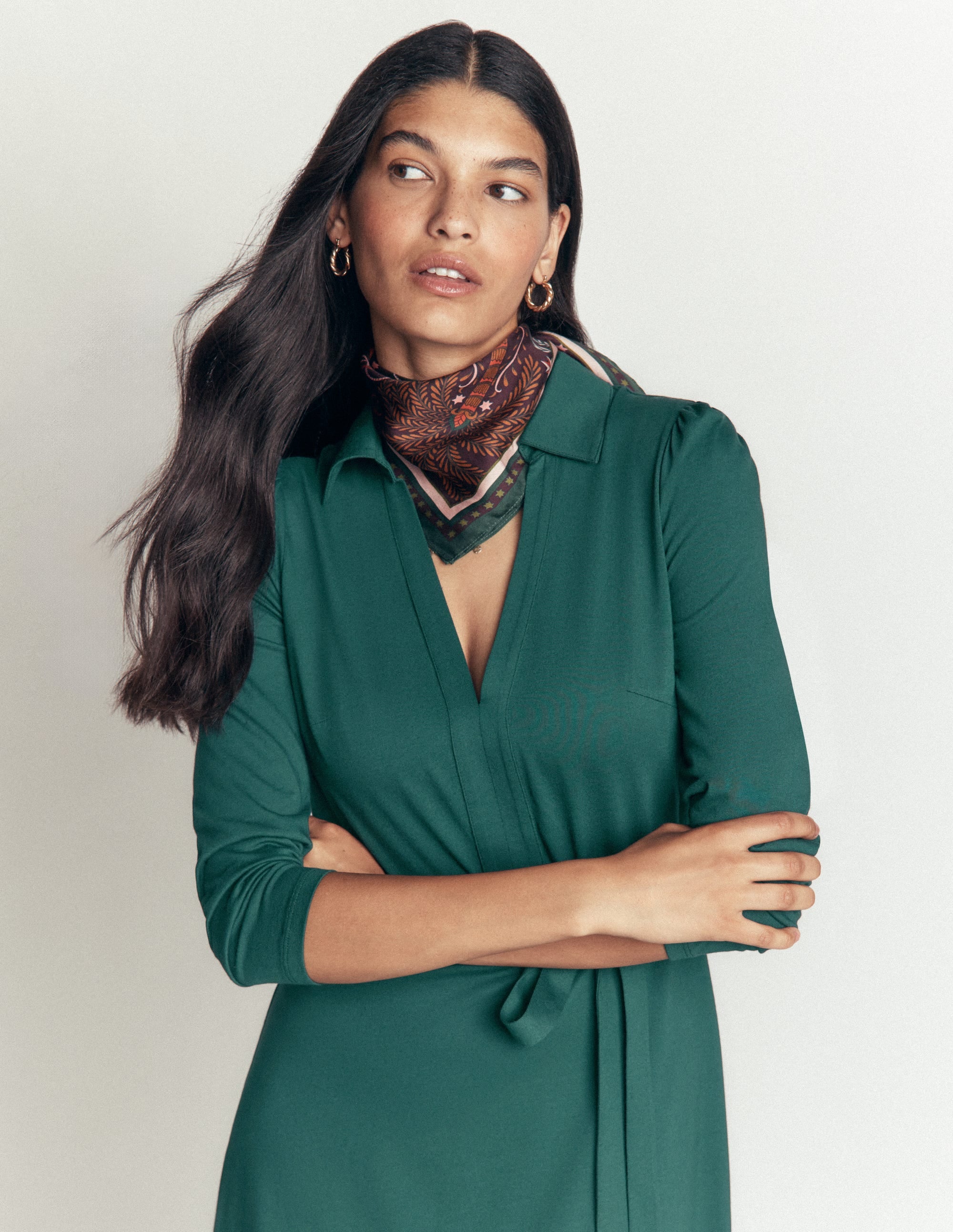 Imogen Collared Jersey Dress-Sea Moss - Image 5