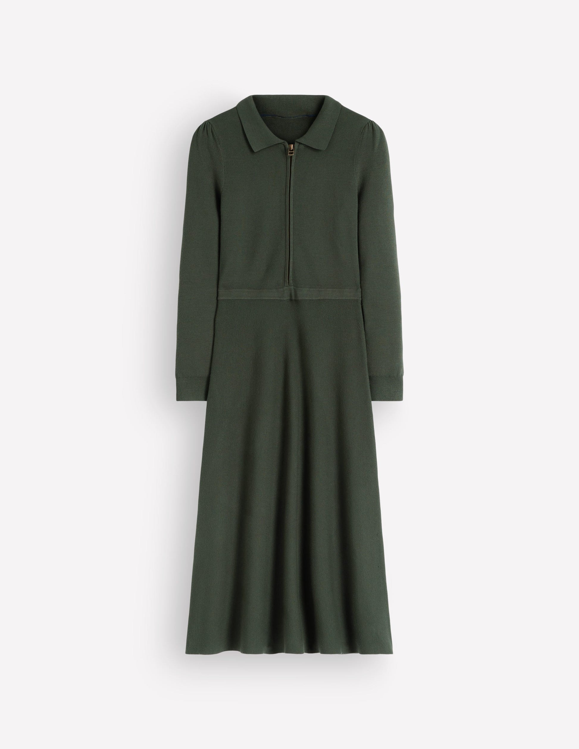 Fiona Zip Front Knitted Dress-Hunter Green-6