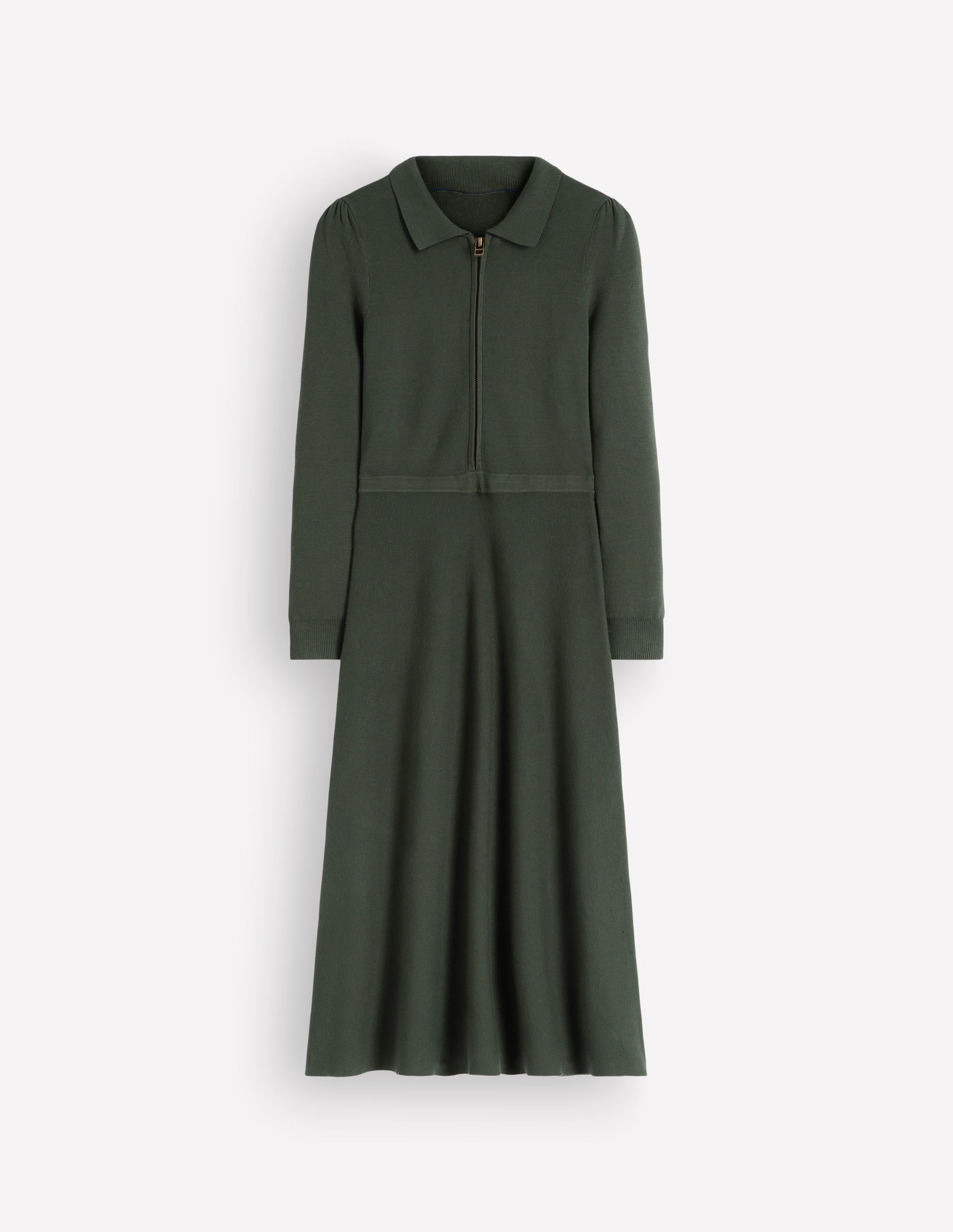 Fiona Zip Front Knitted Dress-Hunter Green - Image 6