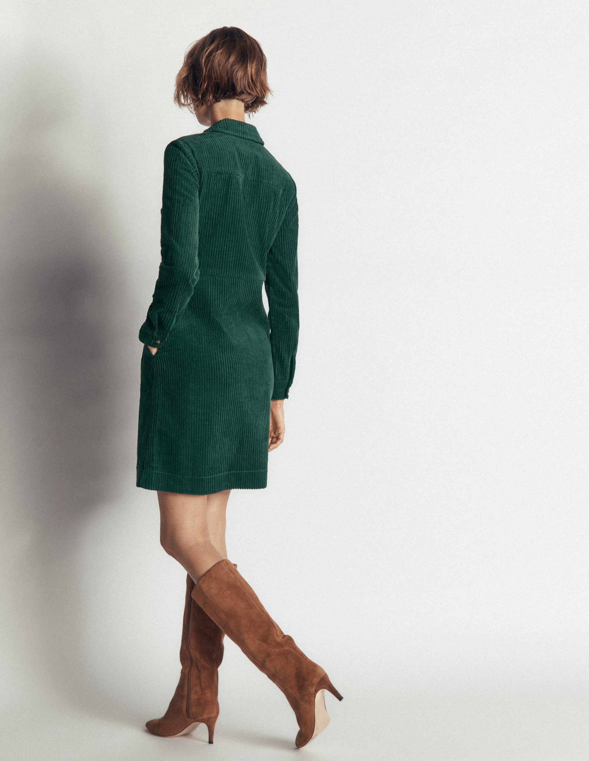 Bronte Cord Short Dress-Midnight Teal-3