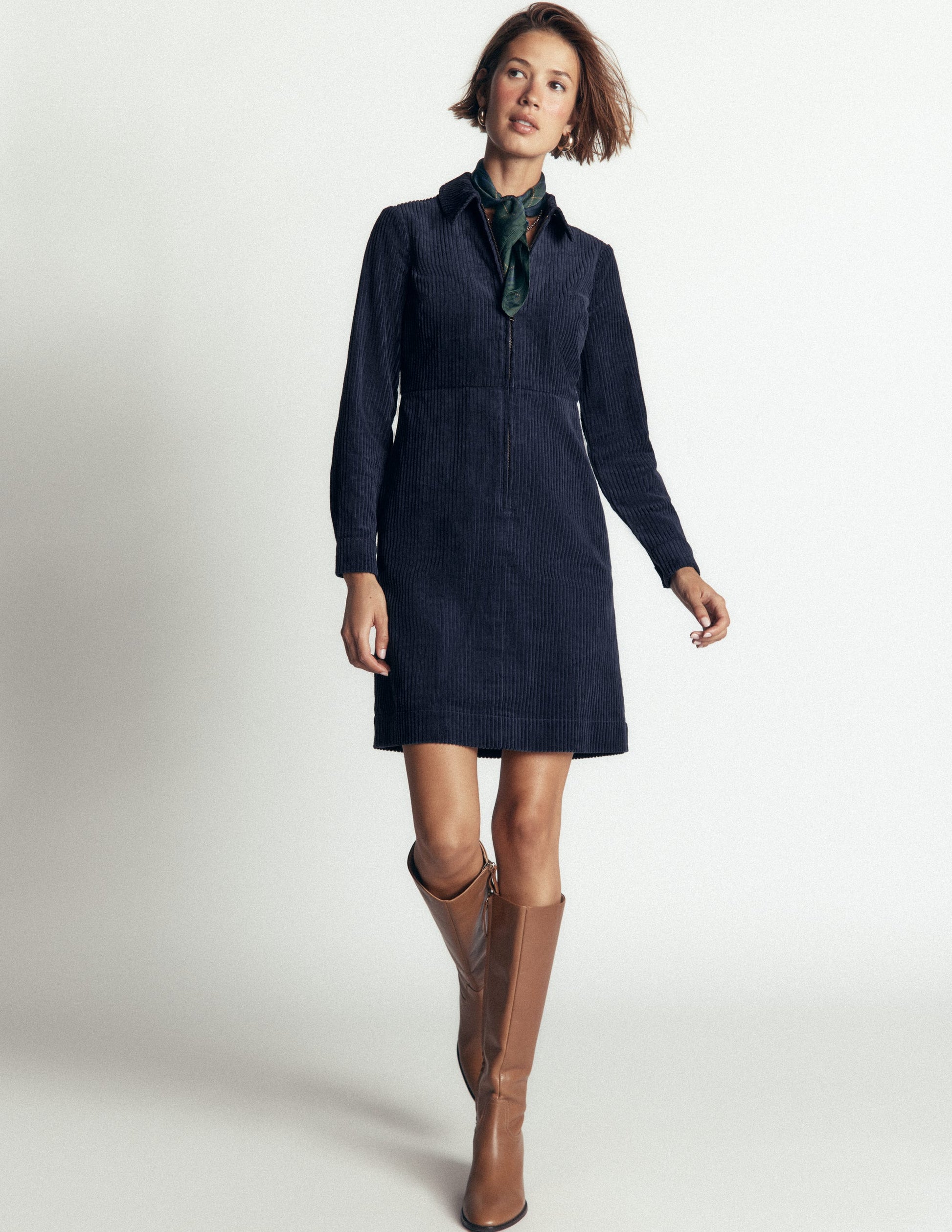 Bronte Cord Short Dress-Navy-1