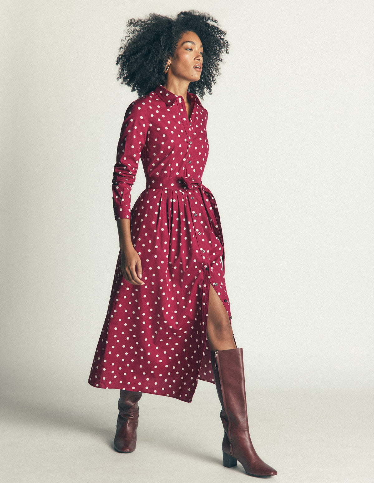 boden fall dresses Women's Alexa Cotton Midi Shirt Dress in Red Color:WHITE/MULTI 1. STATE Women's Clothing Silk clothing The bold floral print