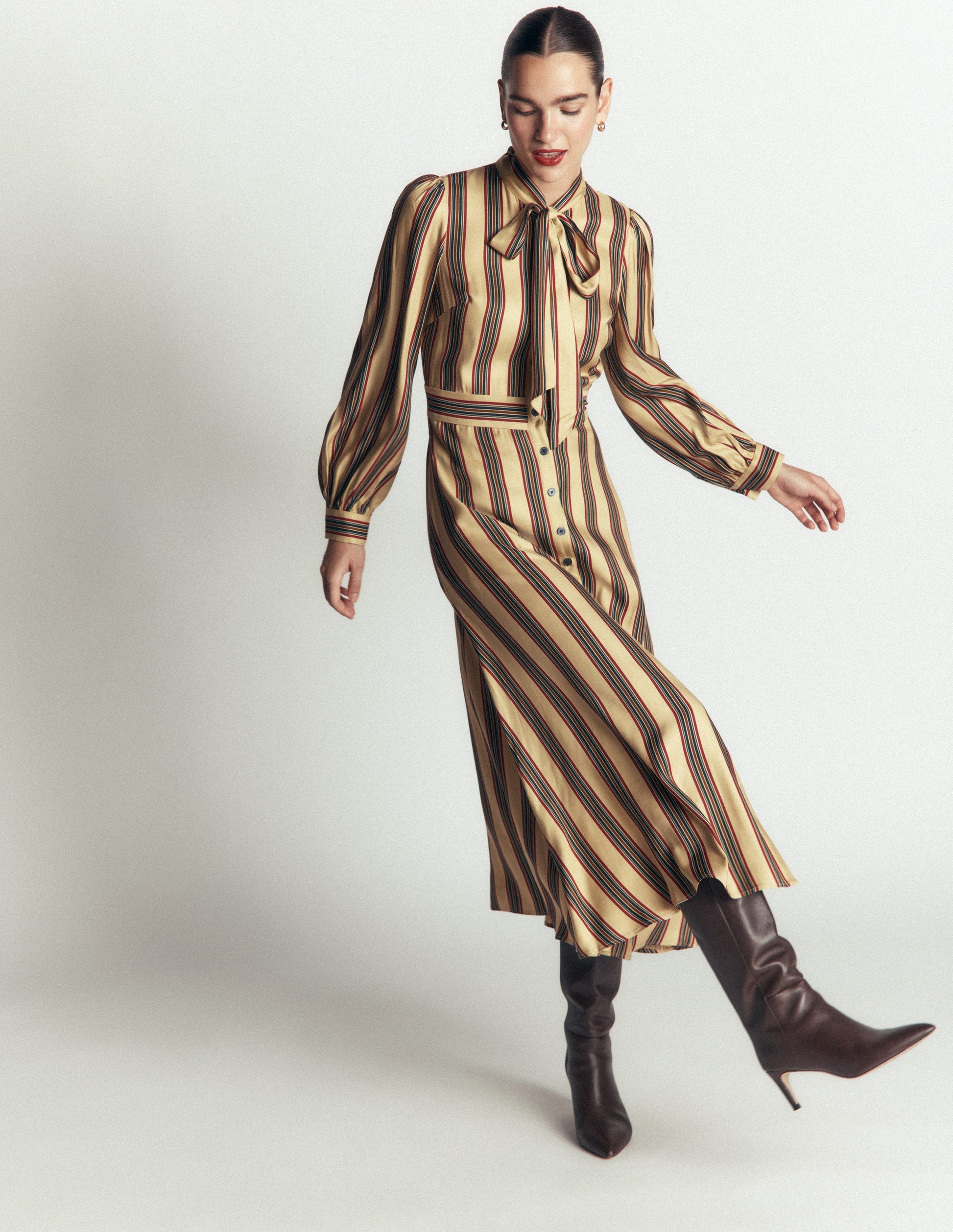 Bow Detail Shirt Dress-Multi, Collegic Stripe-7