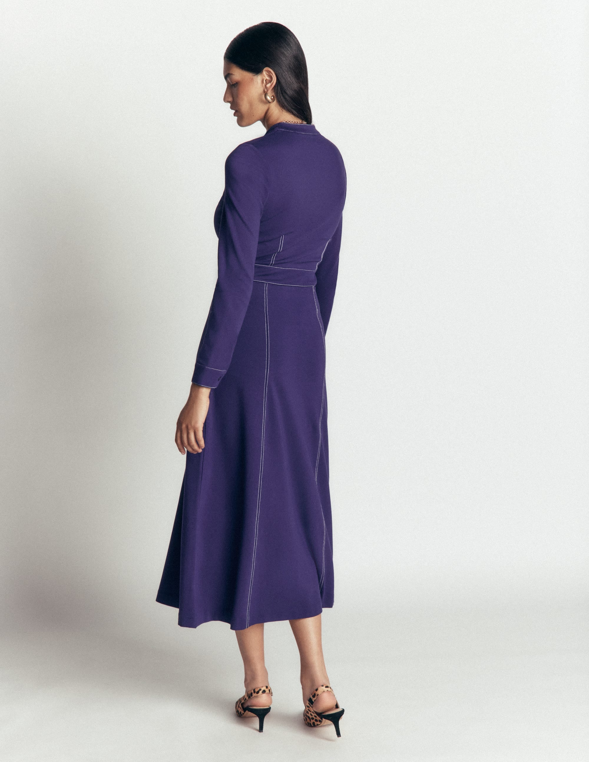 Alex Ponte Contrast Midi Dress-Zodiac Purple - Image 3