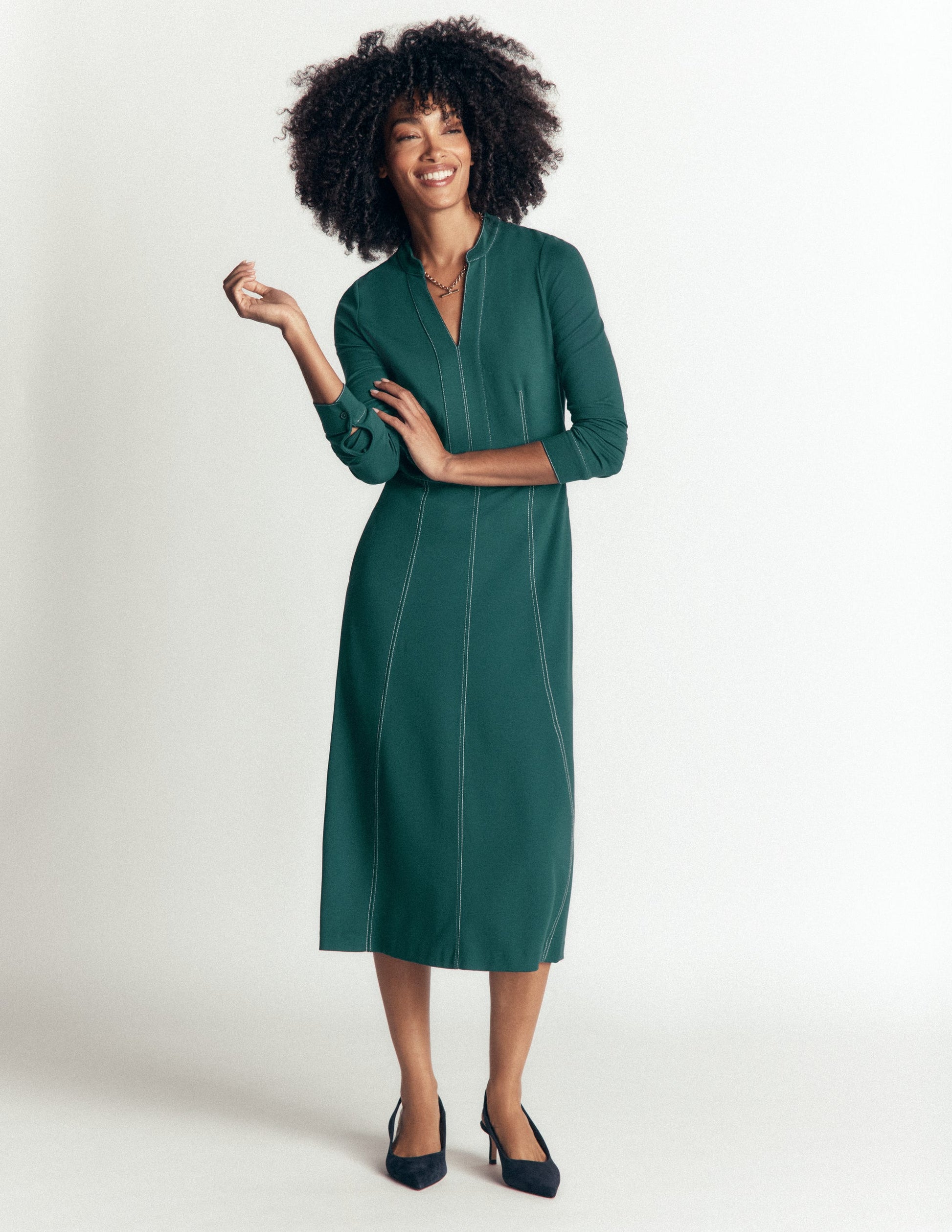 Alex Ponte Contrast Midi Dress-Midnight Ocean-1