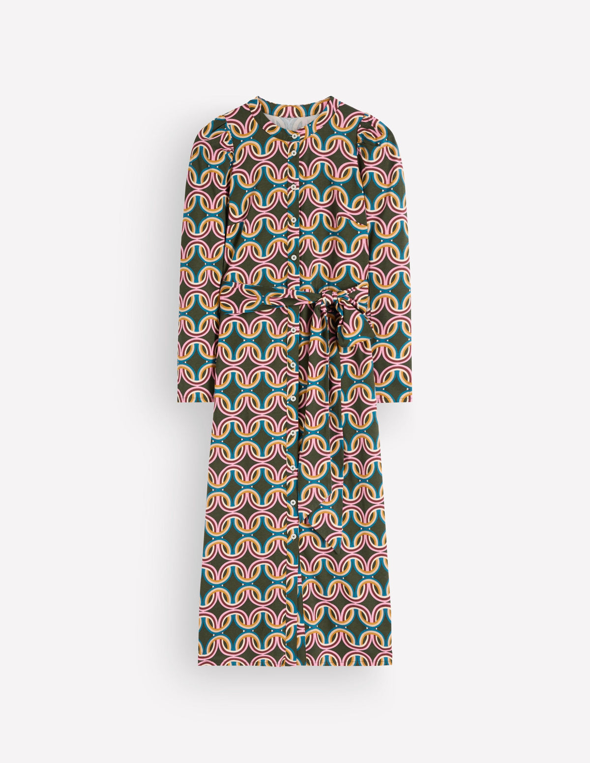 Honor Column Jersey Midi Dress-Duffle Bag, Geo Parade - Image 7