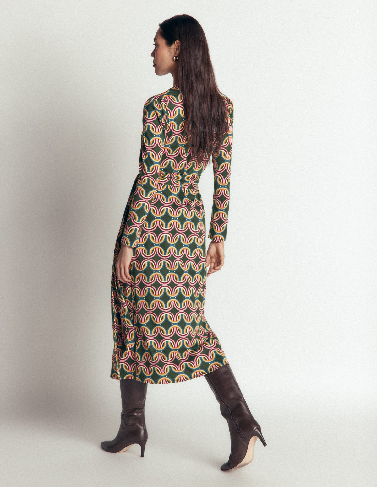 Honor Column Jersey Midi Dress-Duffle Bag, Geo Parade - Image 3