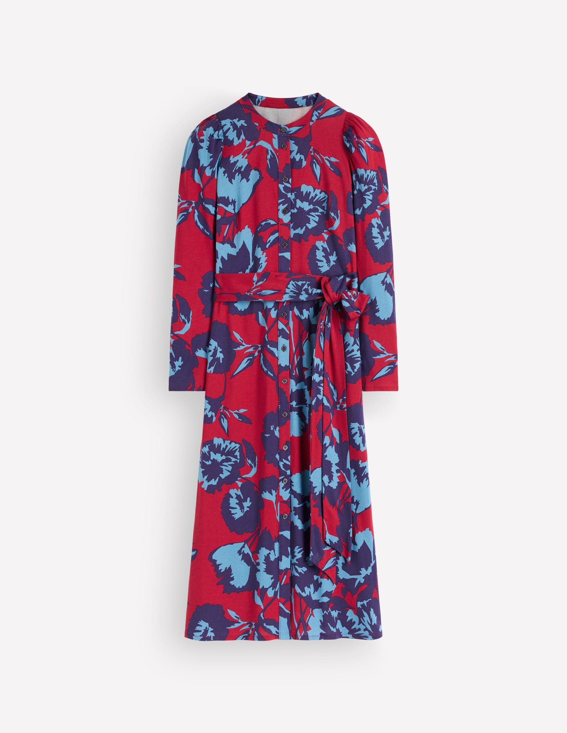 Honor Column Jersey Midi Dress-Crimson Red, Forest Breeze-6