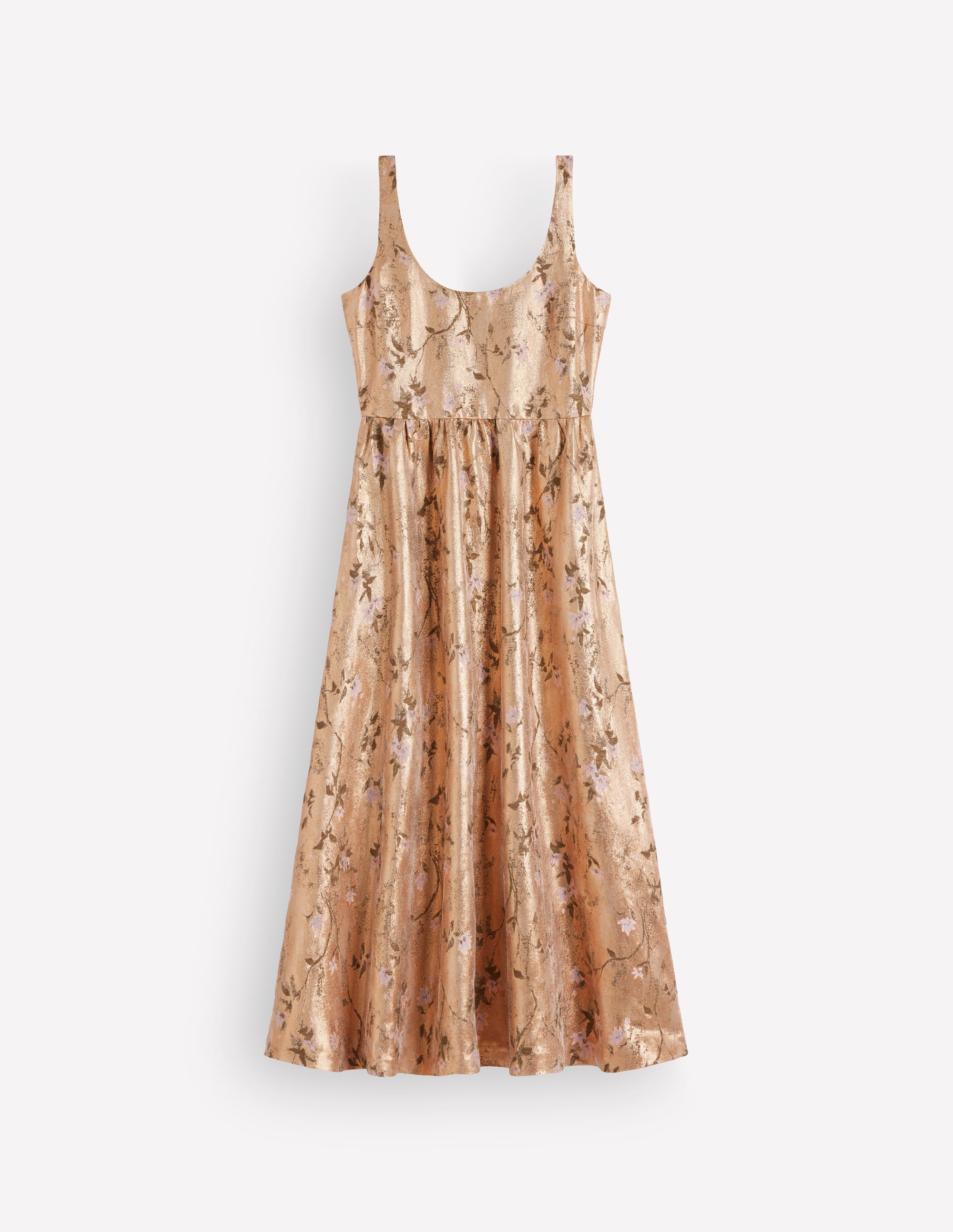 Scoop Neck Fit and Flare Dress-Gold Jacquard - Image 8