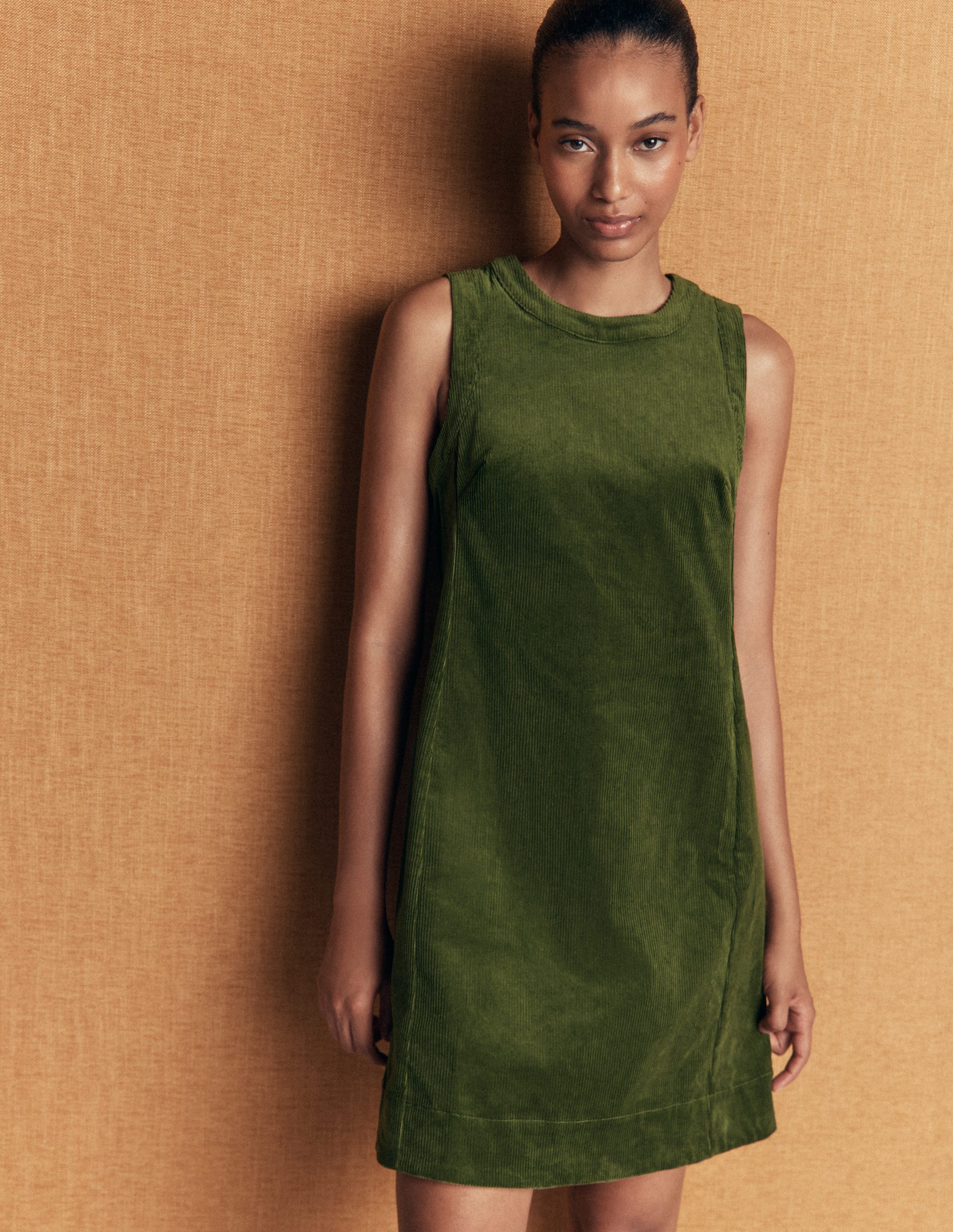 Lou Cord Shift Dress-Forest Green - Image 4