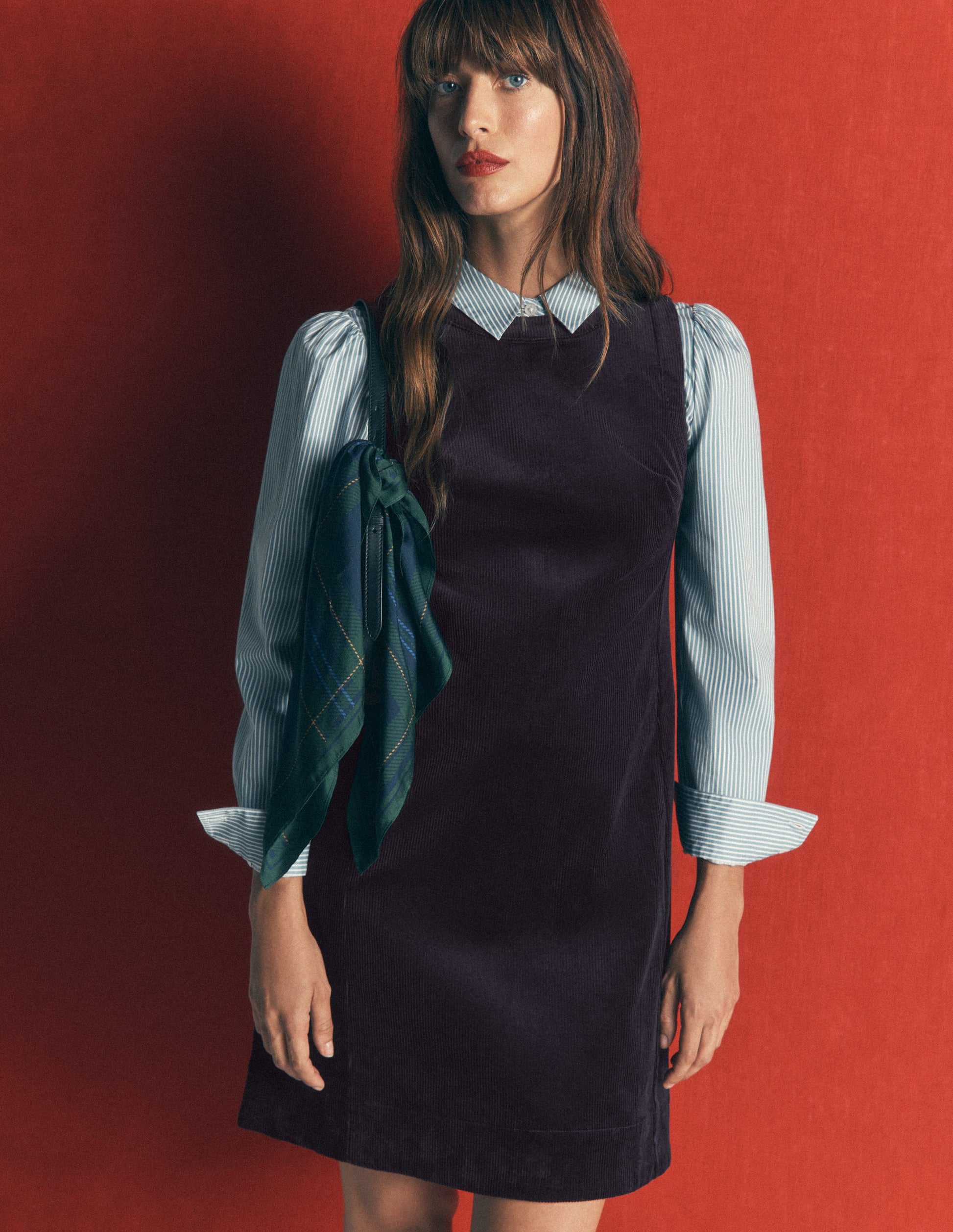 Lou Cord Shift Dress-Navy-1