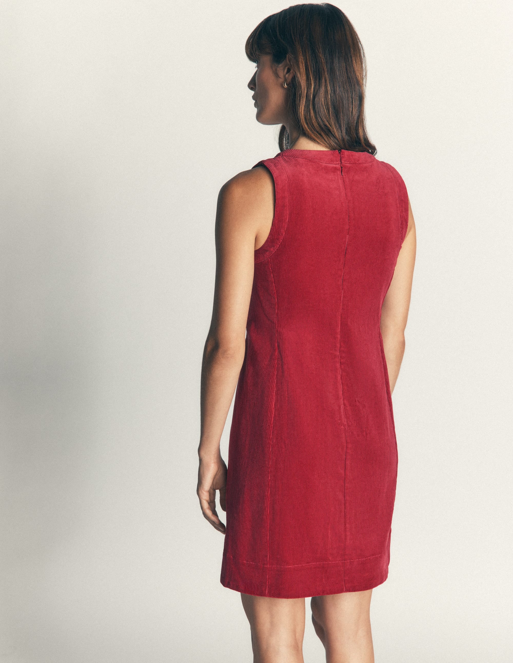 Lou Cord Shift Dress-Crimson Red - Image 3