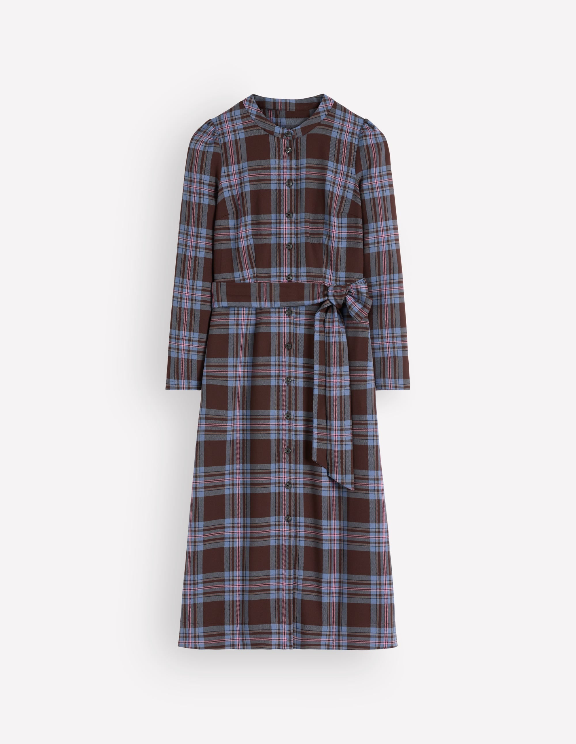 Louise Check Midi Shirt Dress-Brown, Blue and Pink Check - Image 6