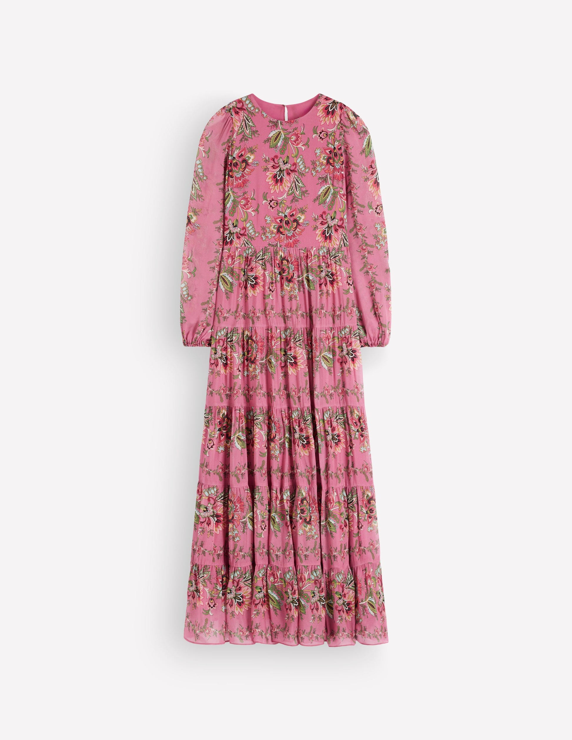 Multi Tiered Maxi Dress-Pink Heather, Frosted Flora-10