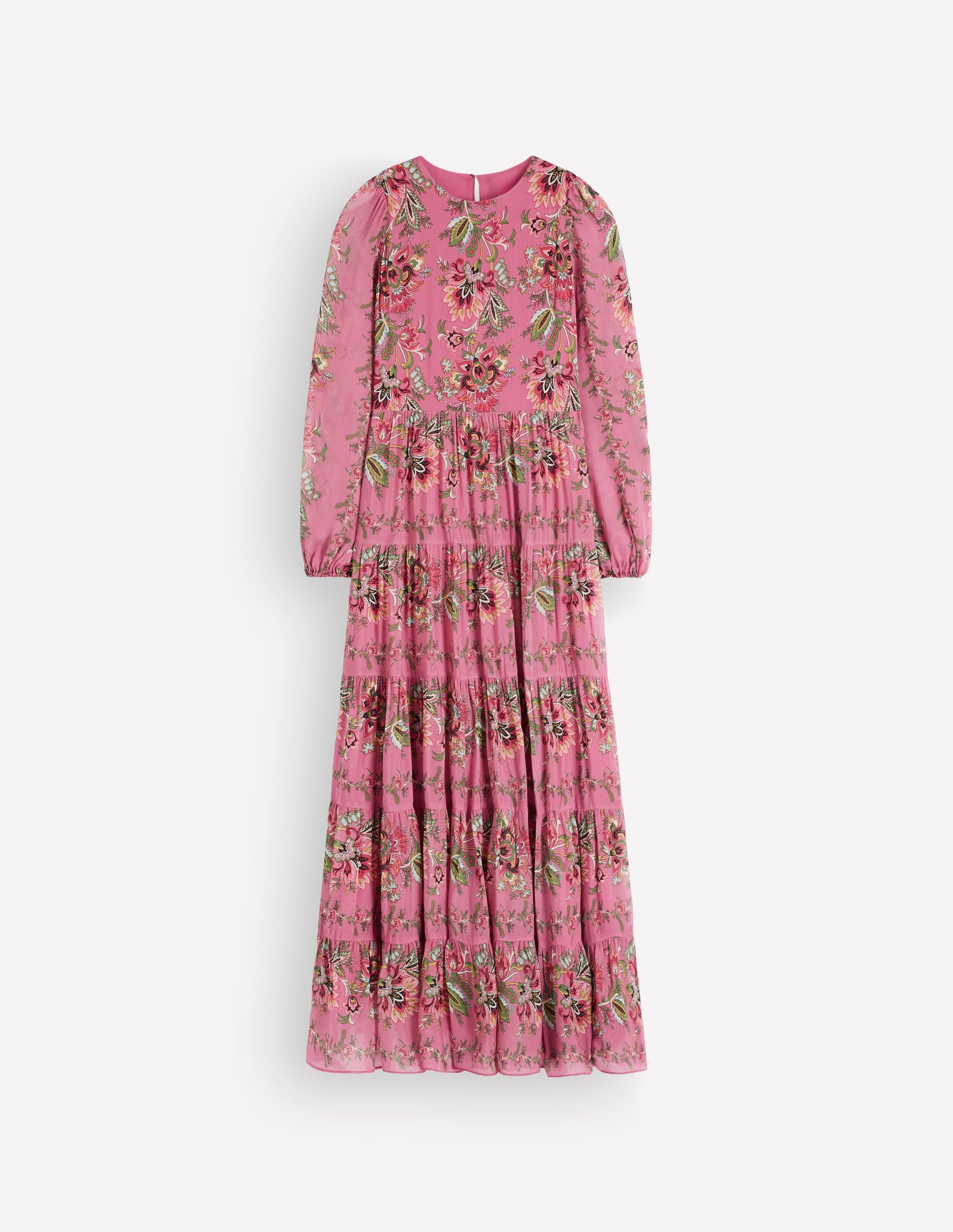 Multi Tiered Maxi Dress-Pink Heather, Frosted Flora - Image 9