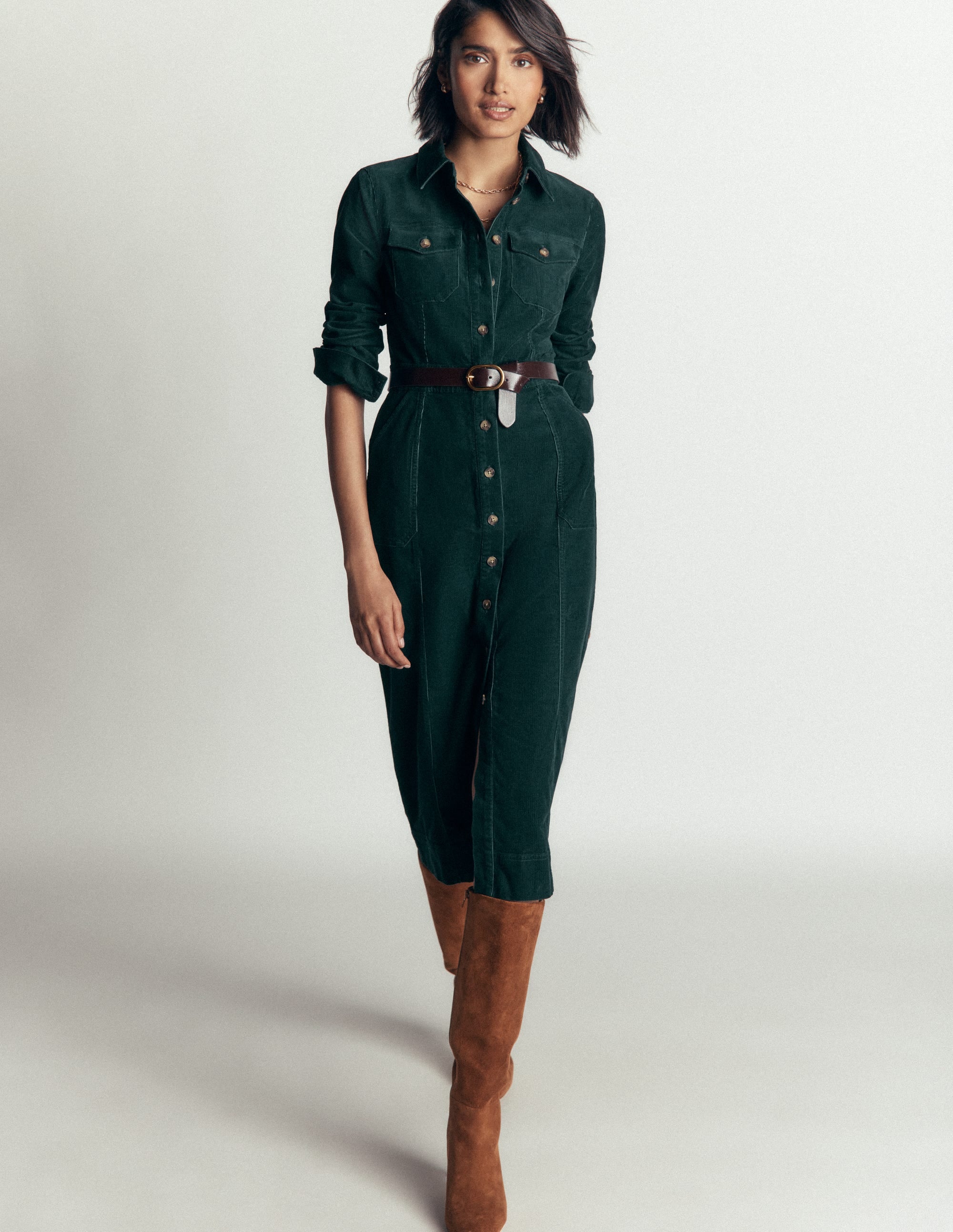 Fleur Cord Midi Dress-Midnight Teal - Image 4