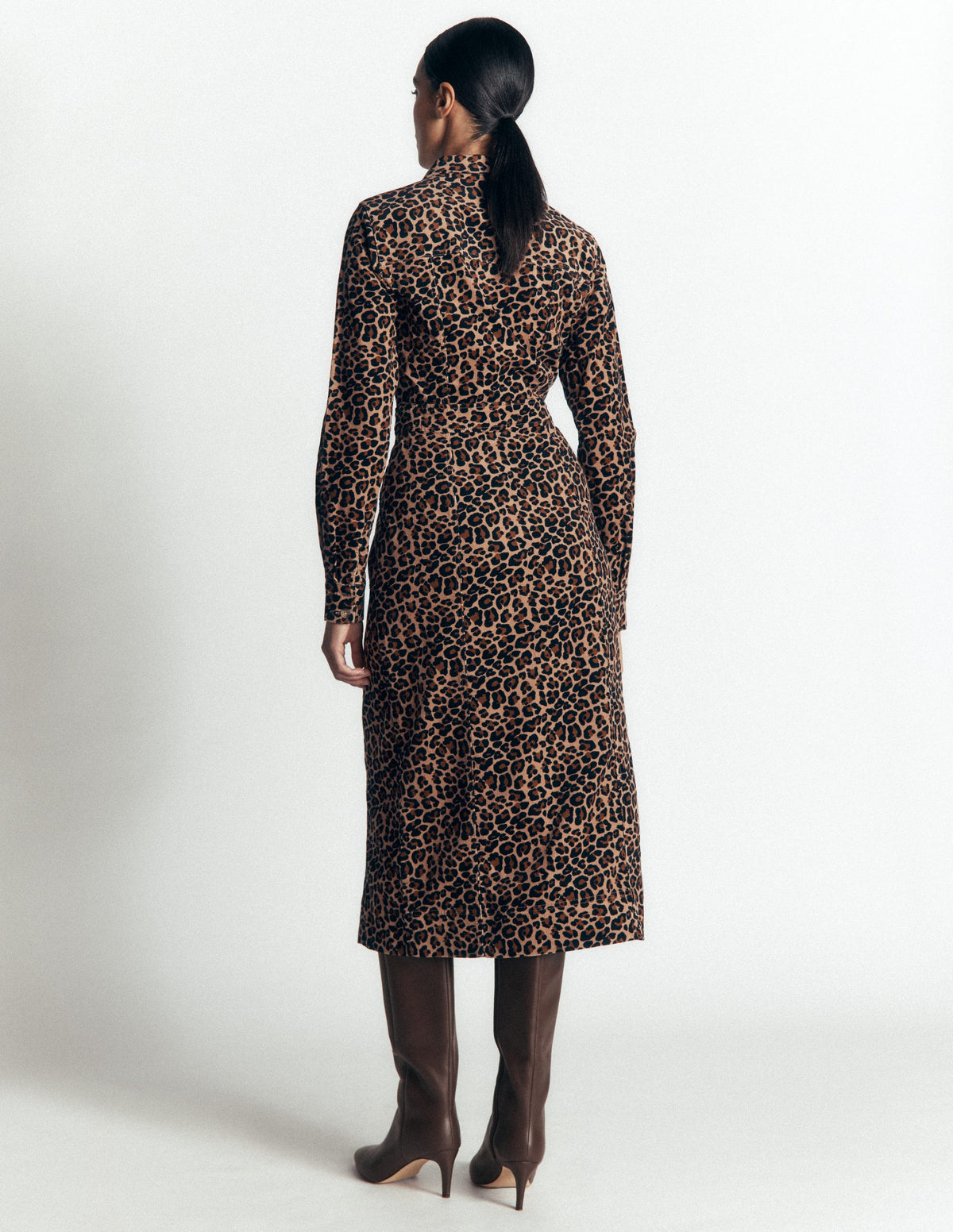 Fleur Cord Midi Dress-Brown, Leopard Fields - Image 3