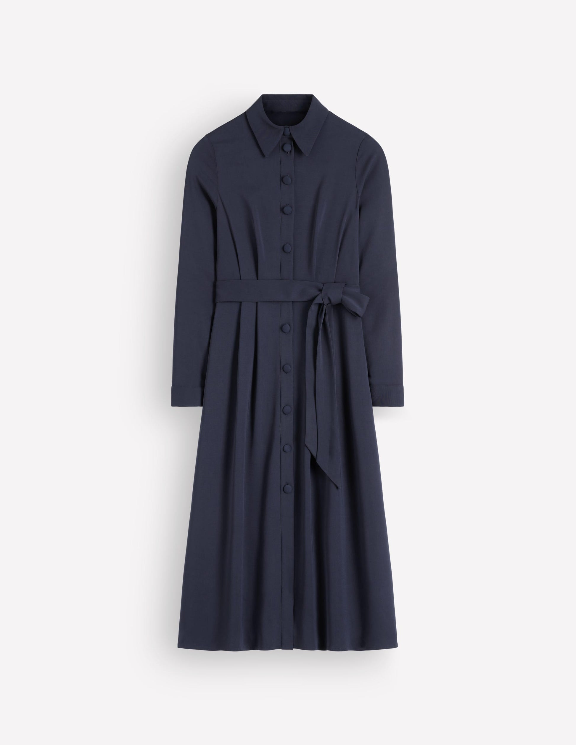 Kate Pleated Shirt Dress-Navy-6