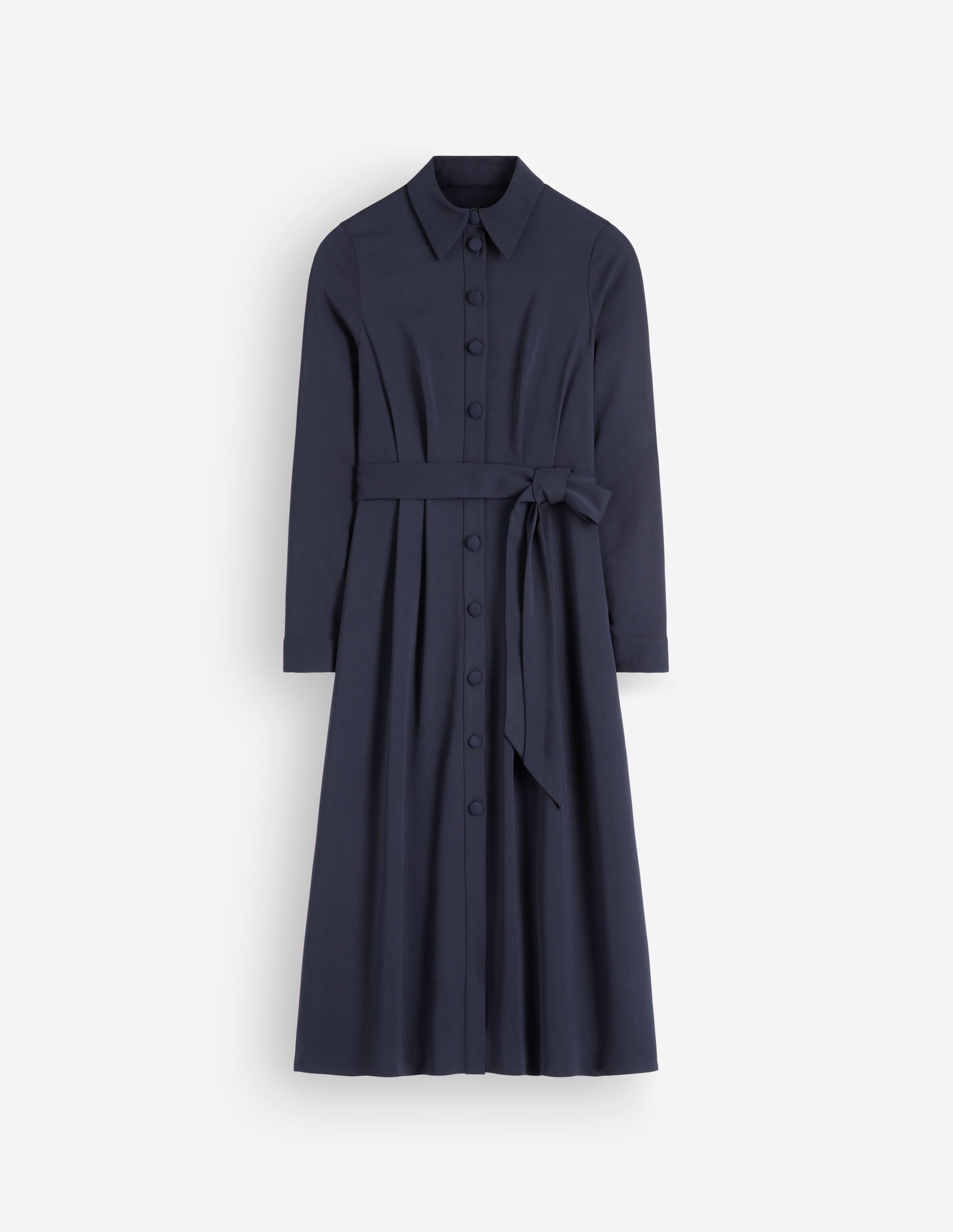 Kate Pleated Shirt Dress-Navy - Image 6