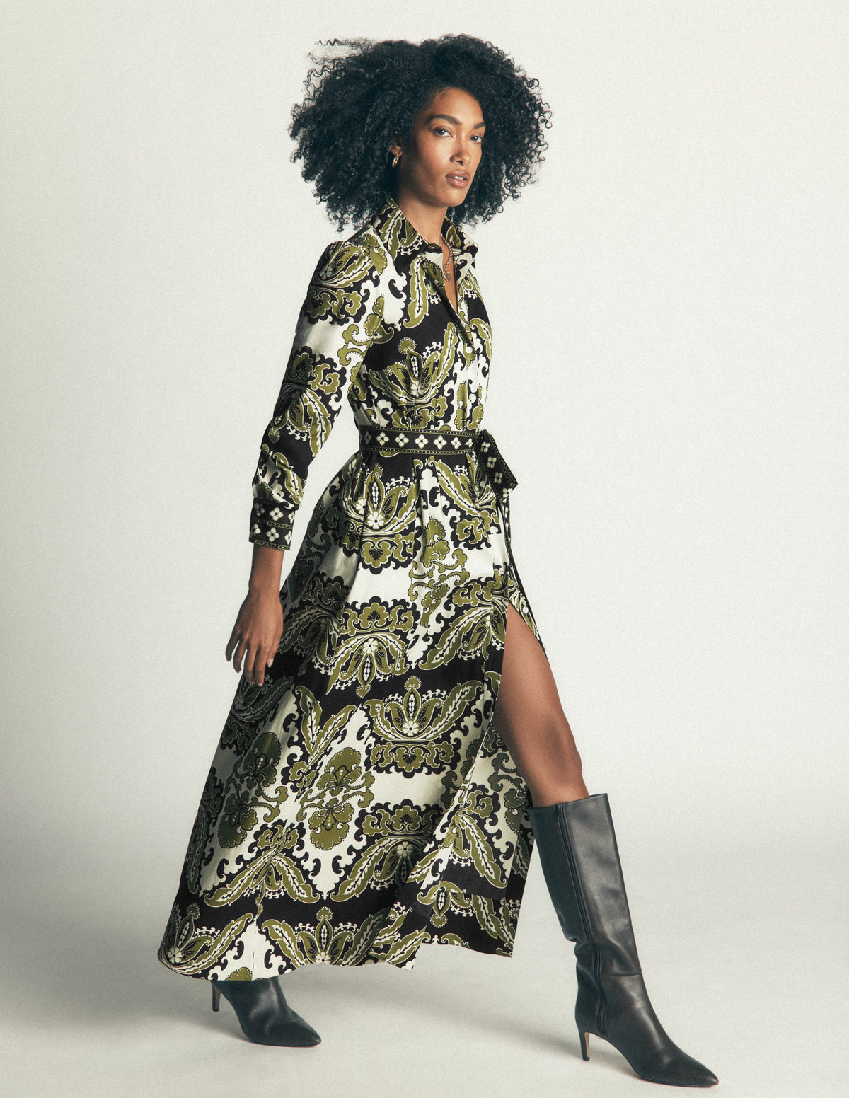 Maeve Cotton Midi Shirt Dress-Multi, Blossoming Gardenia-1
