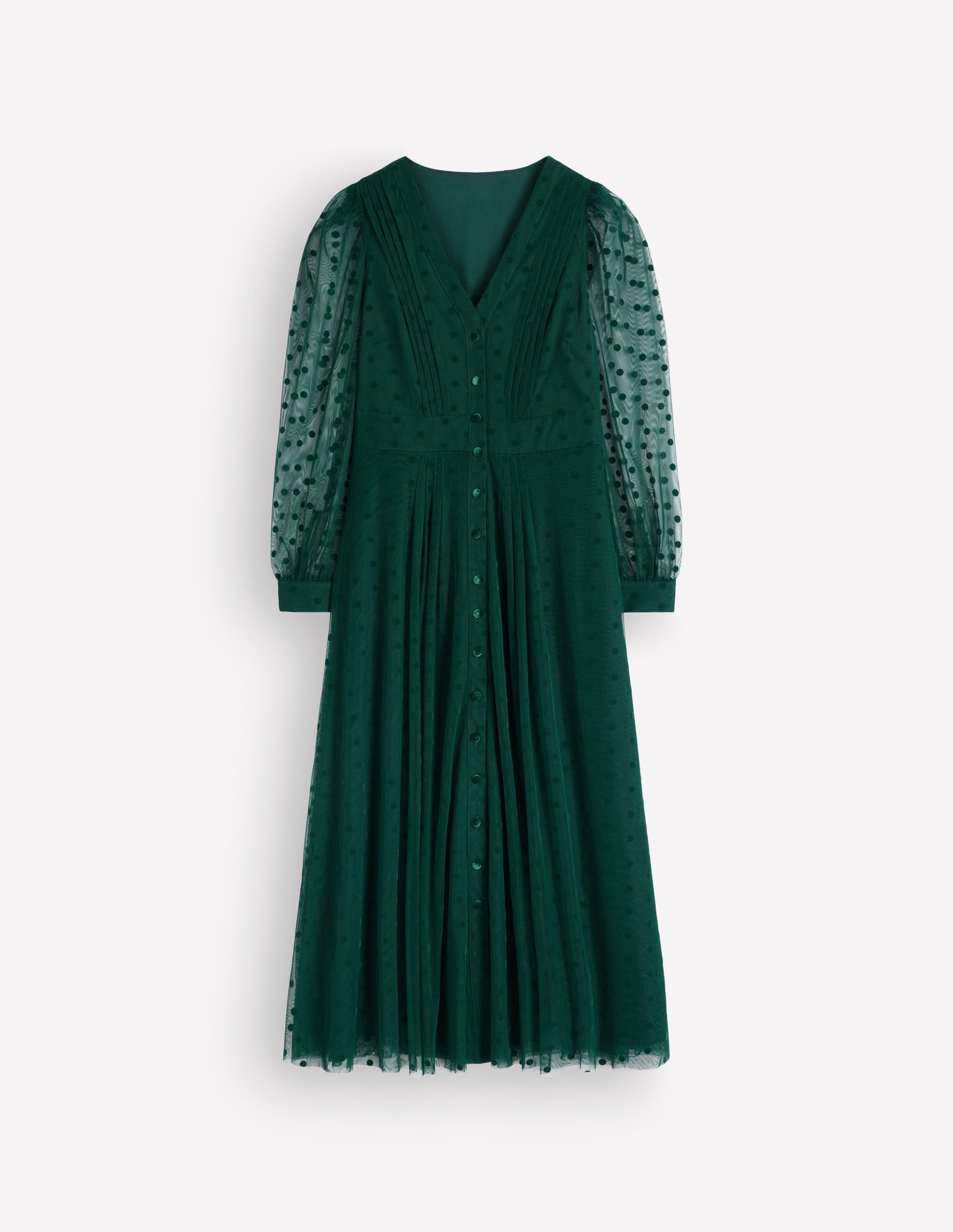 Pleated Tulle Midi Dress-Midnight Teal - Image 6