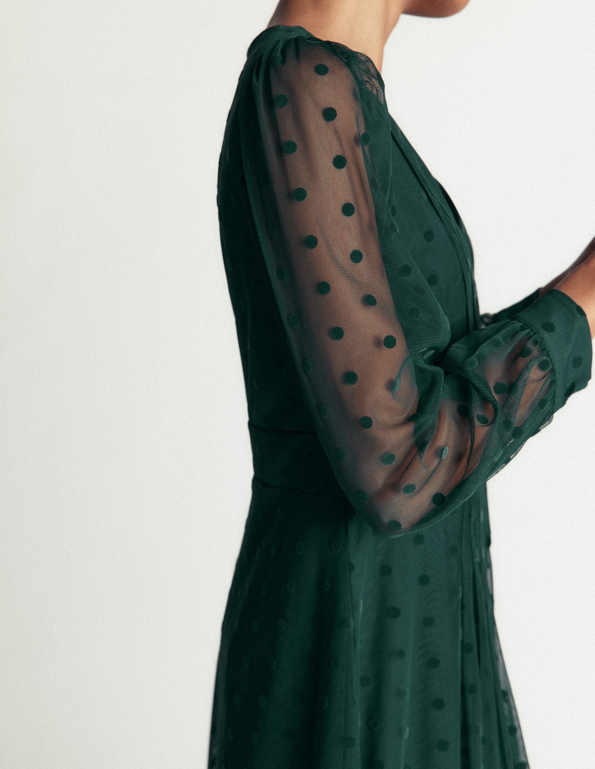 Pleated Tulle Midi Dress-Midnight Teal-2