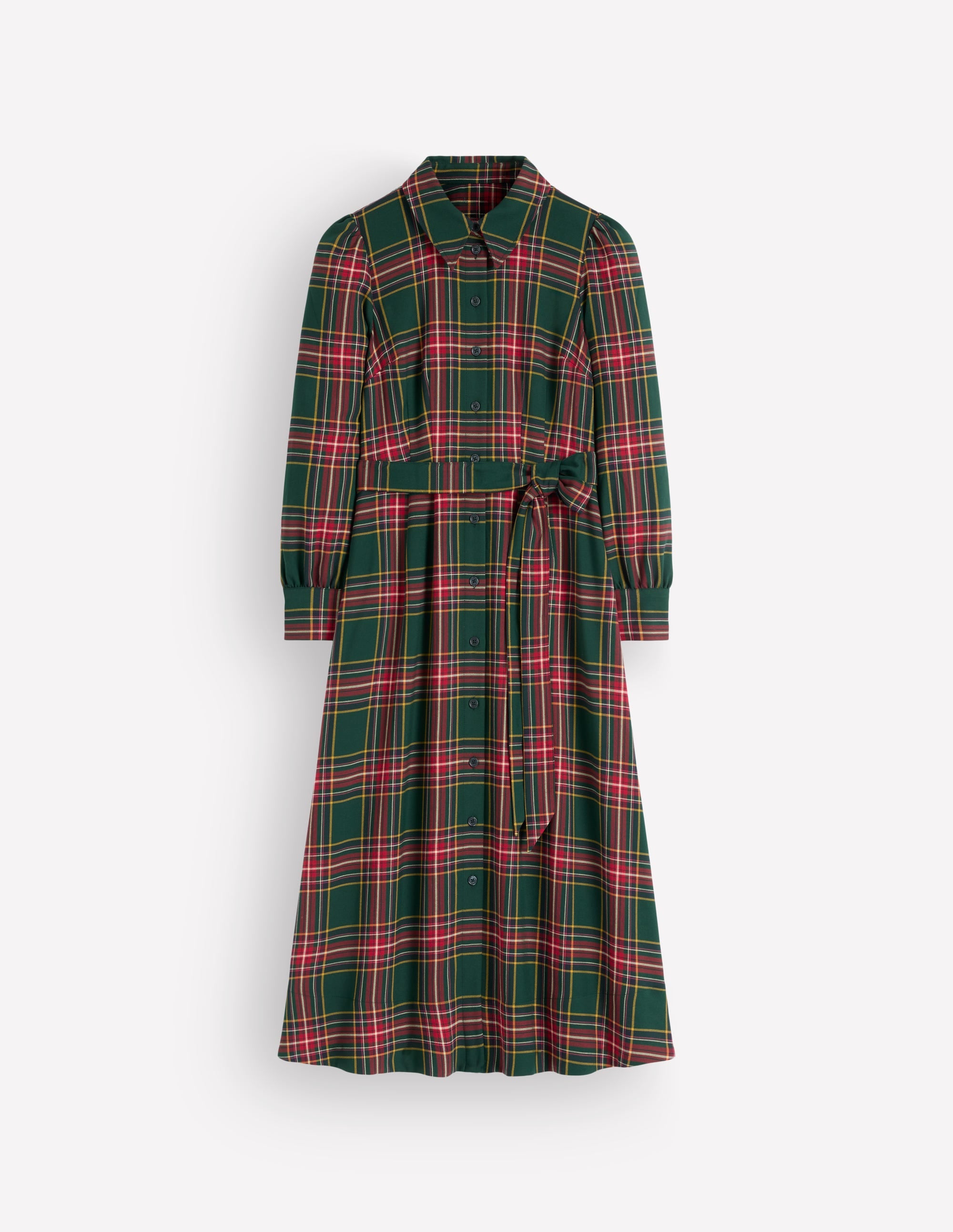 Maeve Check Midi Shirt Dress-Green, Navy and Red Check - Image 6