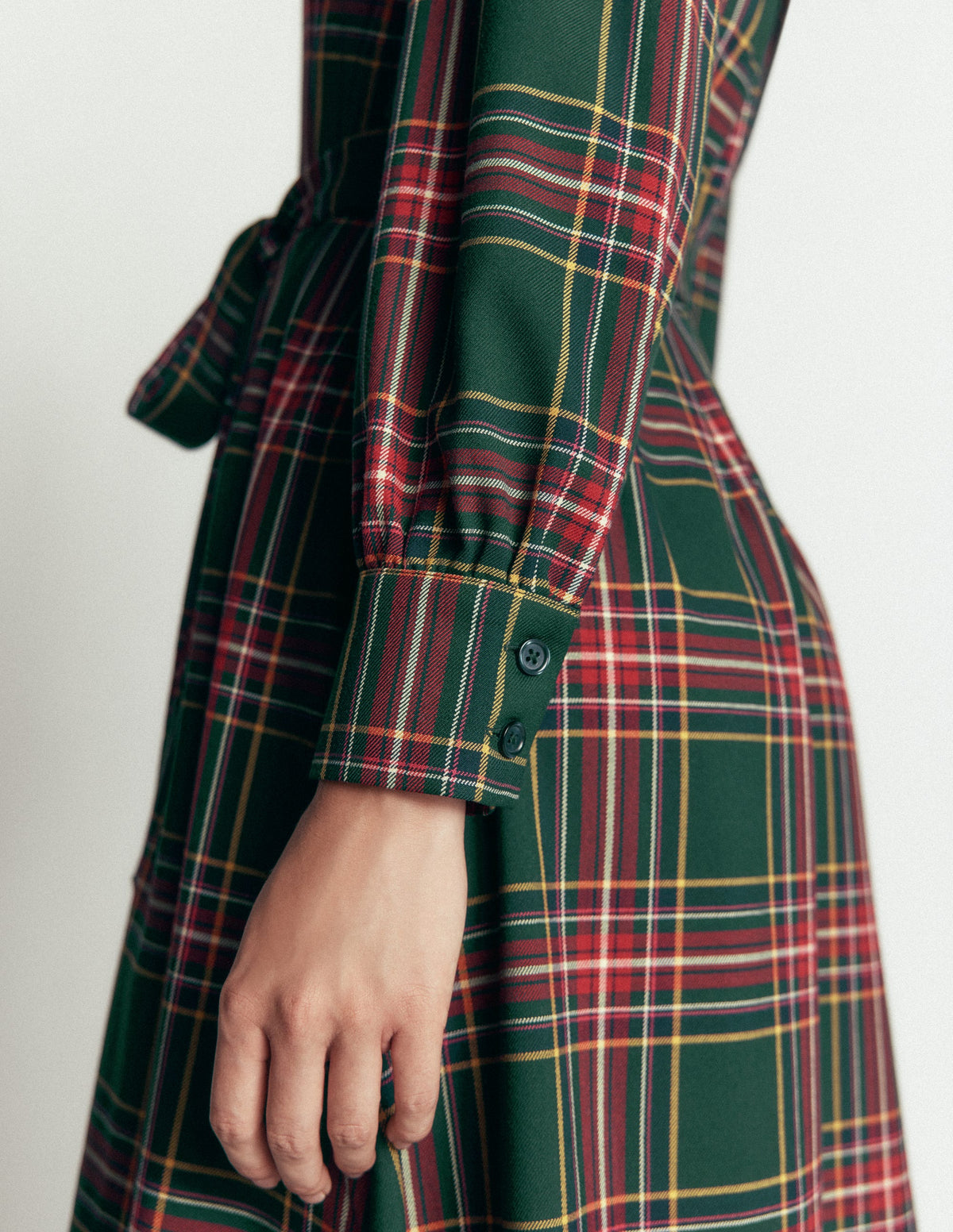 Maeve Check Midi Shirt Dress-Green, Navy and Red Check-3